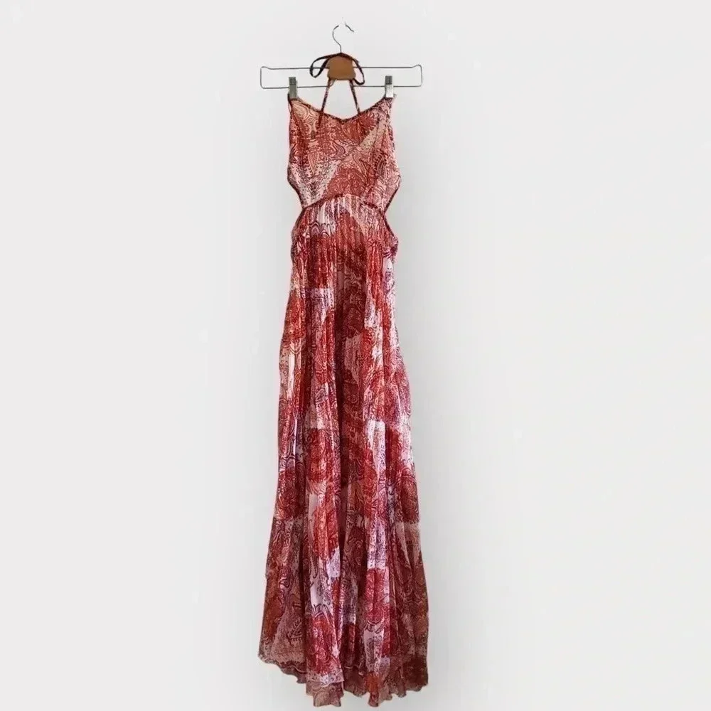 NWT Topshop Womens Paisley Print‎ Cover-Up Chiffon Maxi Dress Size Small
